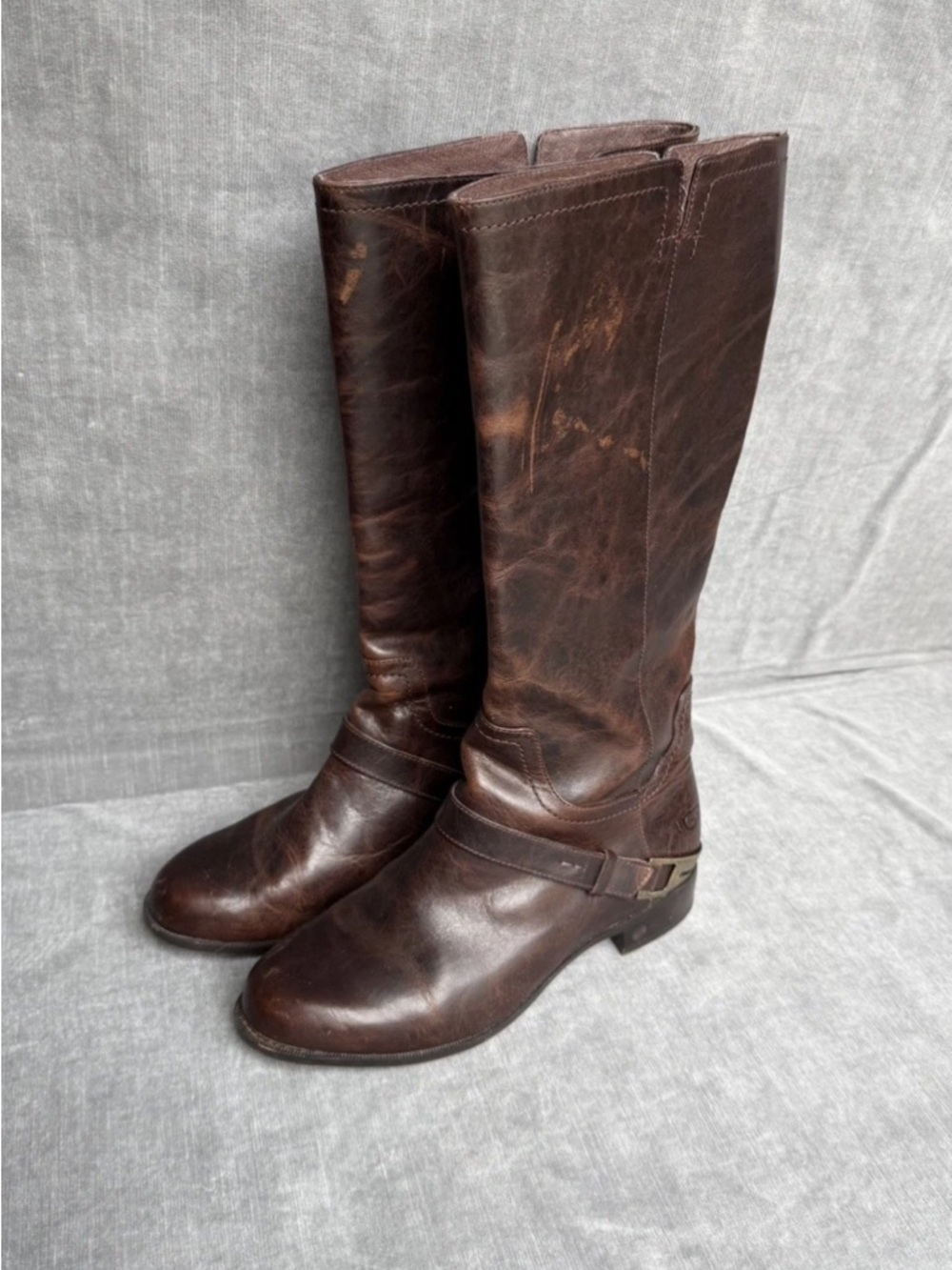 UGG Dark Brown Leather Knee-High Heeled Boots size 9